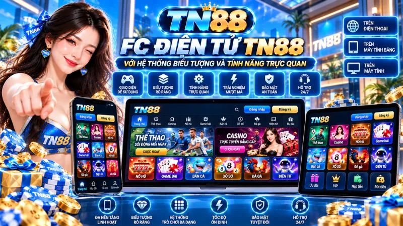 FC Điện Tử TN88 – Giao Diện Trực Quan Và Đa Dạng 2026 4 FC Điện Tử TN88 với hệ thống biểu tượng và tính năng trực quan